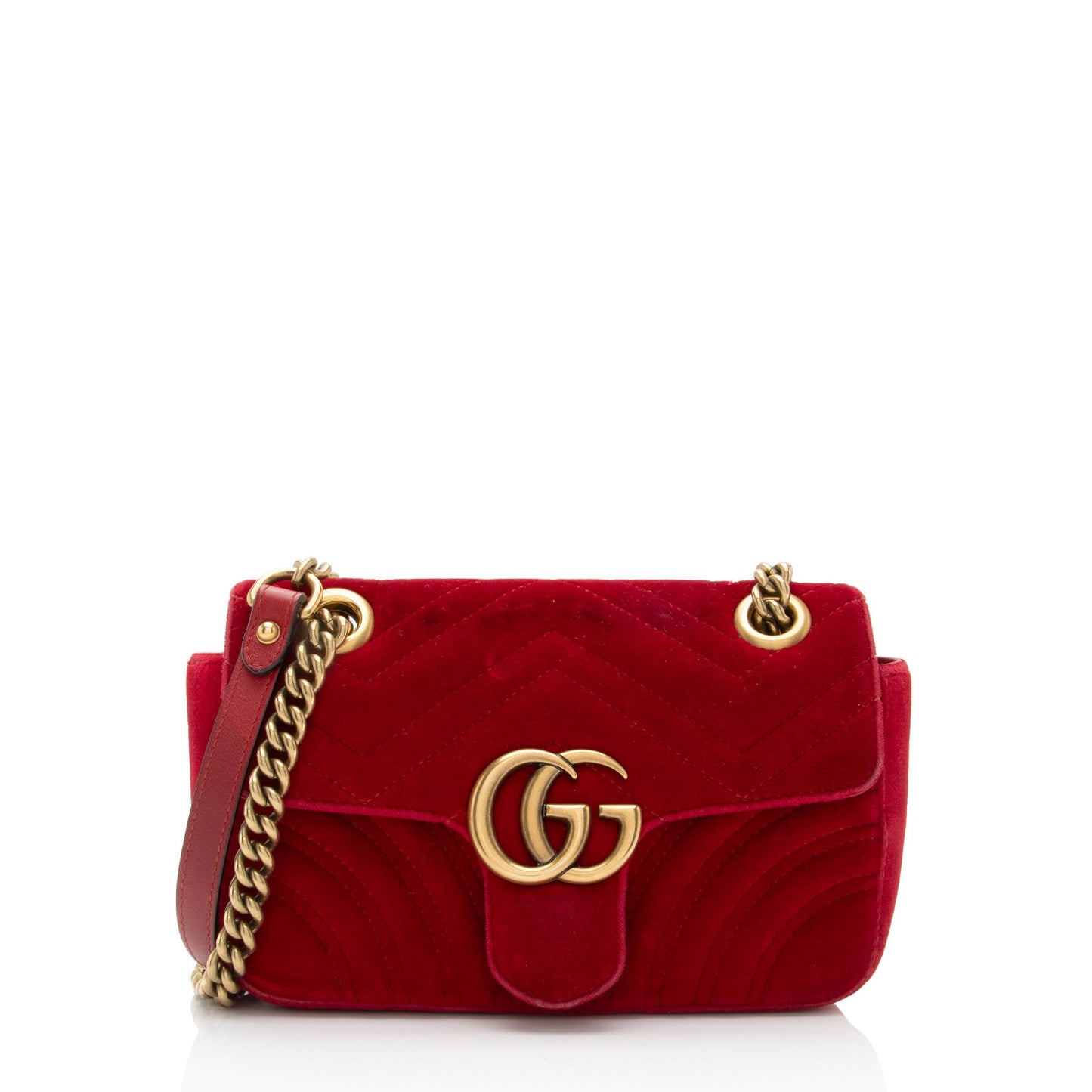 Gucci Matelasse Velvet GG Marmont Mini Flap Bag (SHF-RvBmGH)