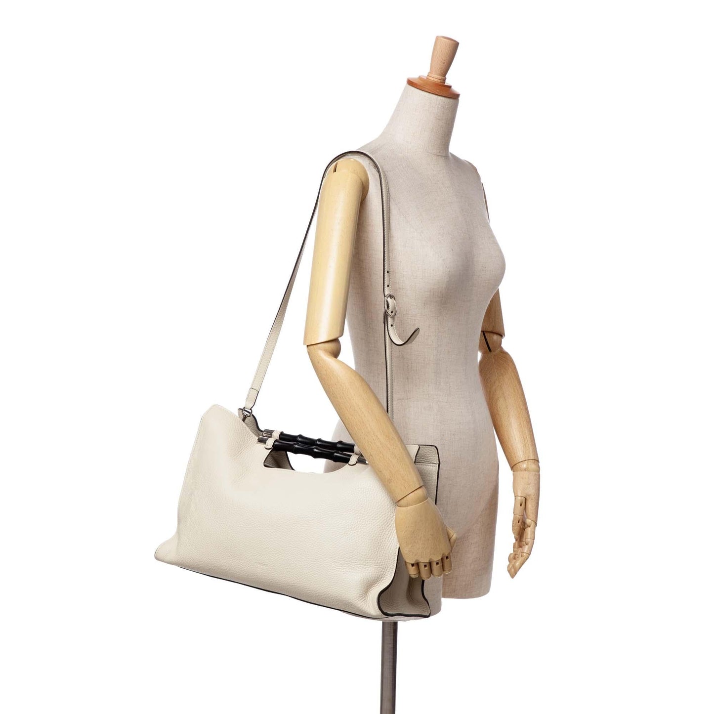 Gucci Medium Calfskin Bamboo Daily Shopper Satchel