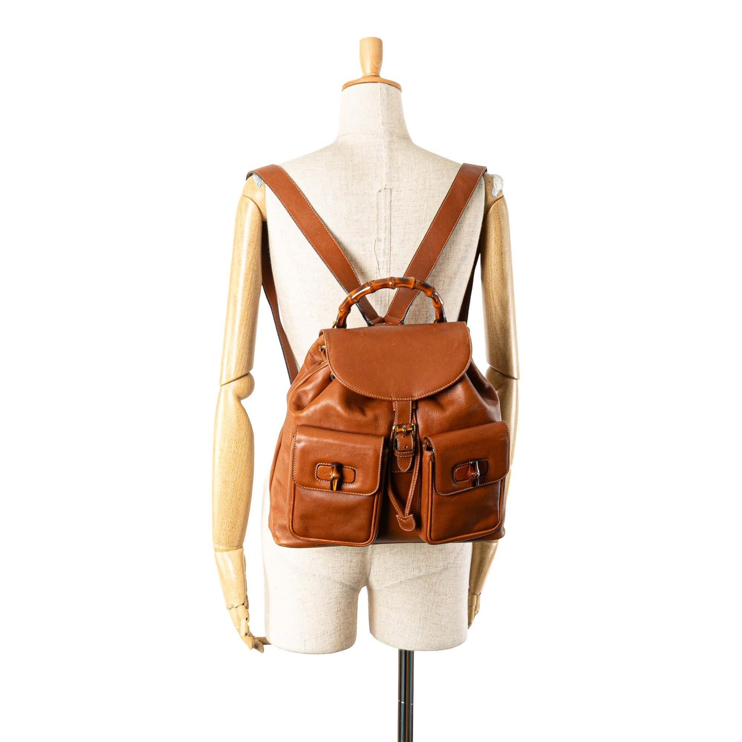Gucci Medium Calfskin Bamboo Drawstring Backpack