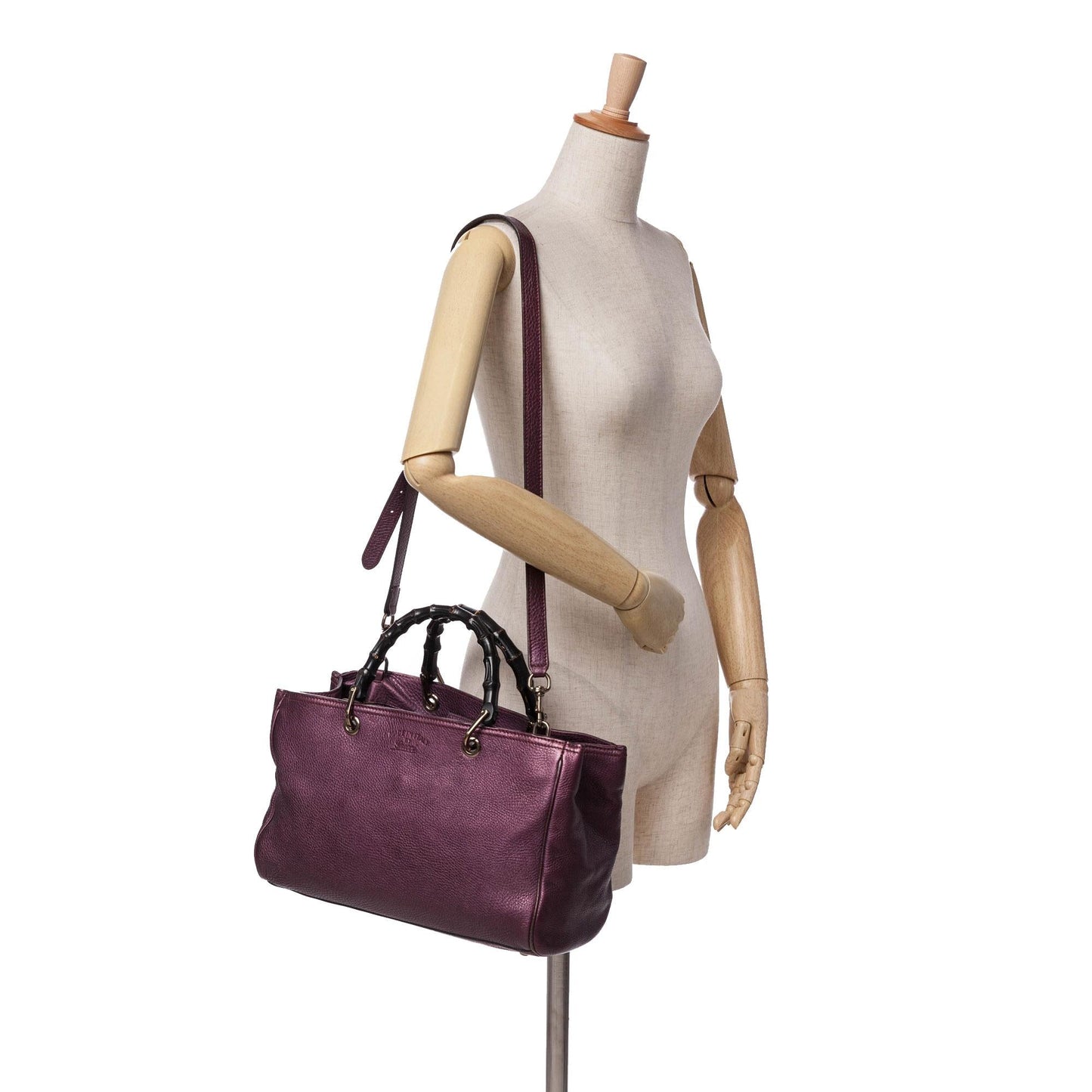 Gucci Medium Calfskin Bamboo Shopper Satchel