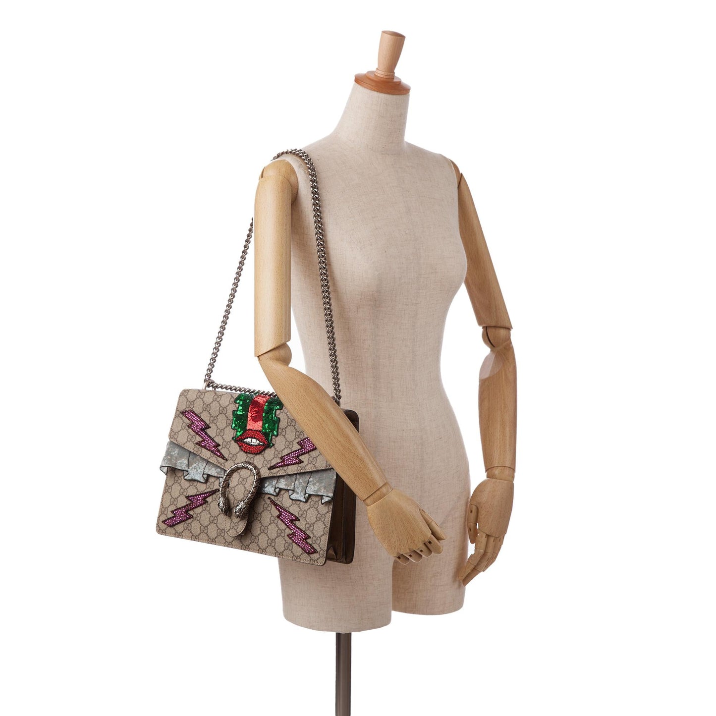 Gucci Medium Embellished GG Supreme Dionysus Shoulder Bag (SHG-lkC3tu)