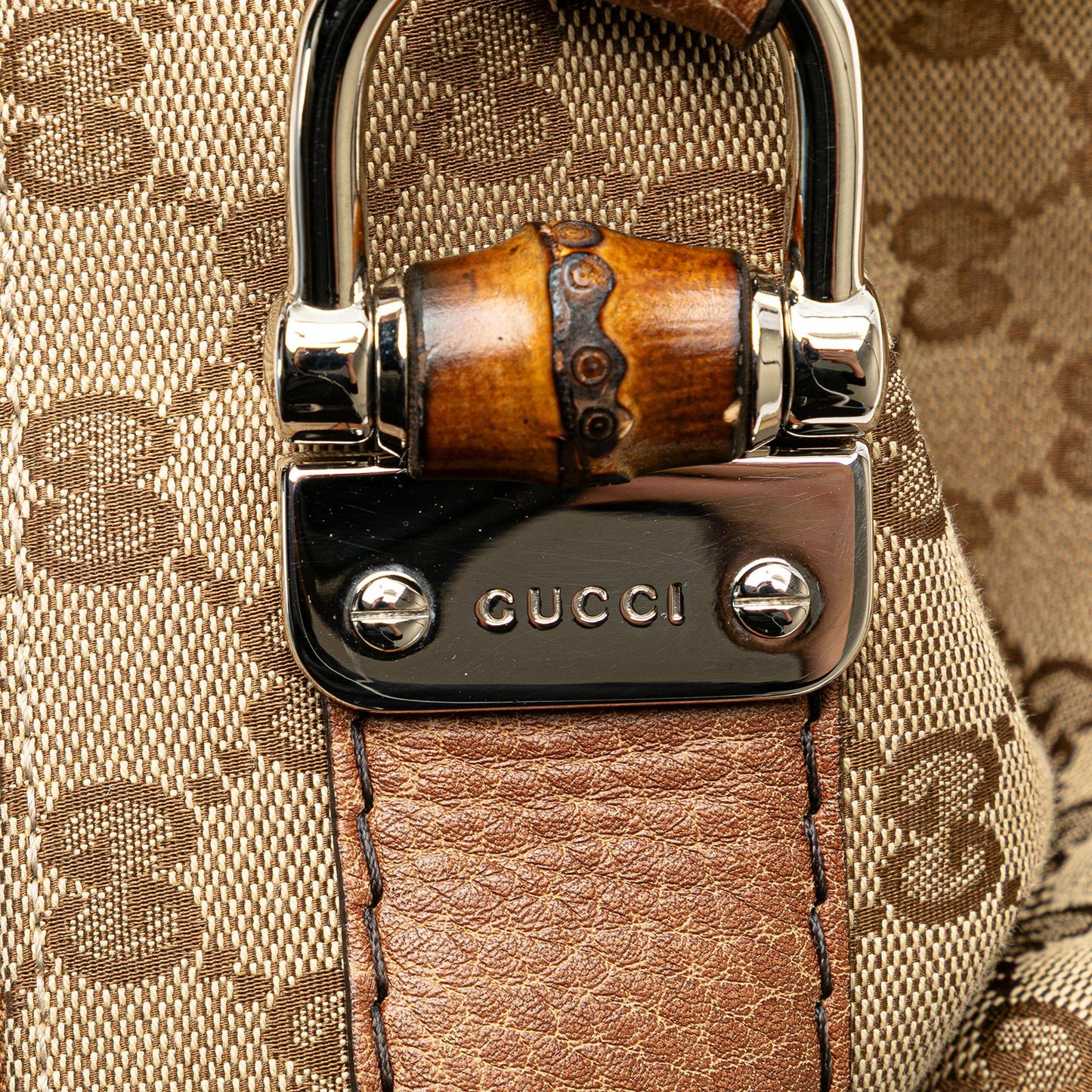 Gucci Medium GG Canvas Bamboo Bar Tote
