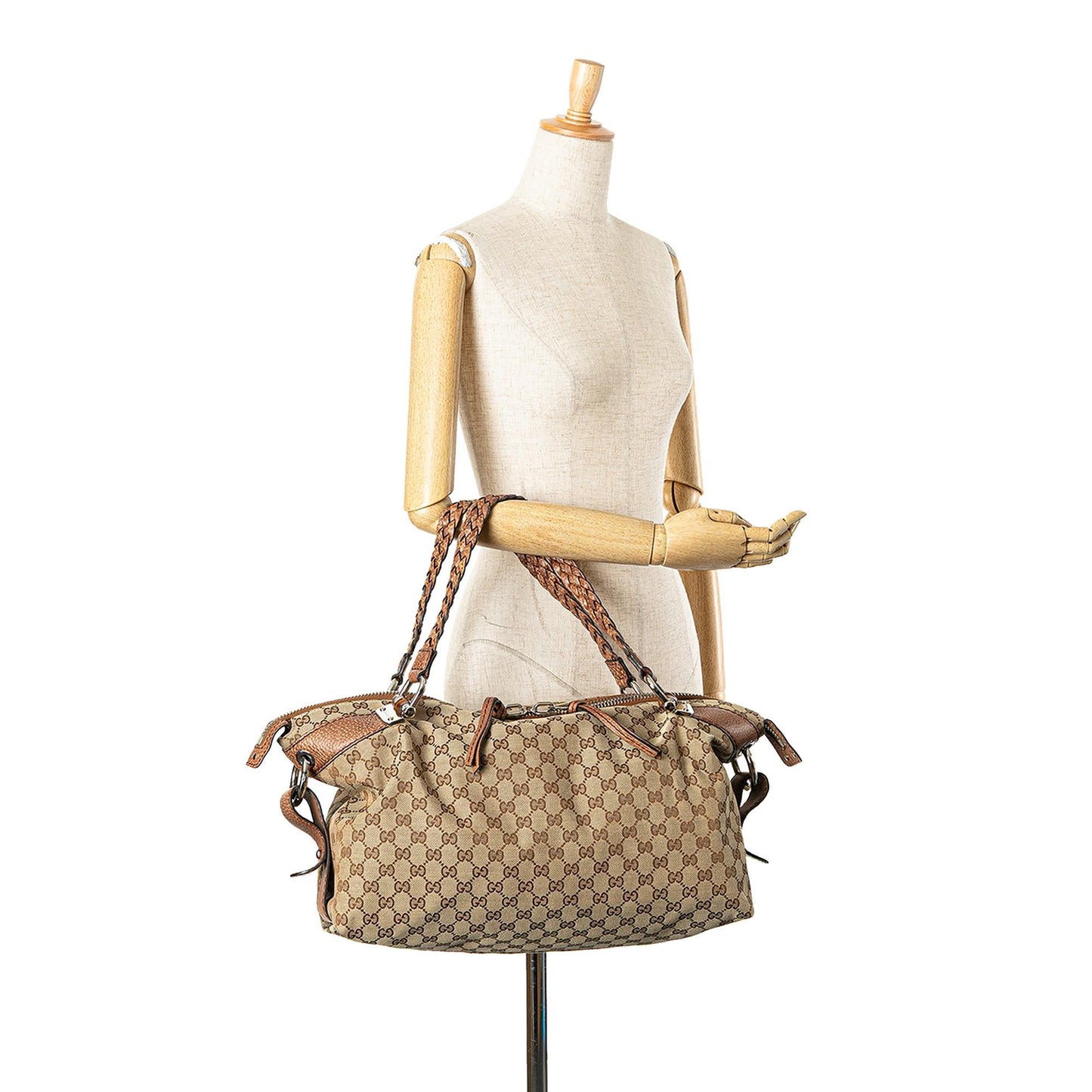 Gucci Medium GG Canvas Bamboo Bar Tote