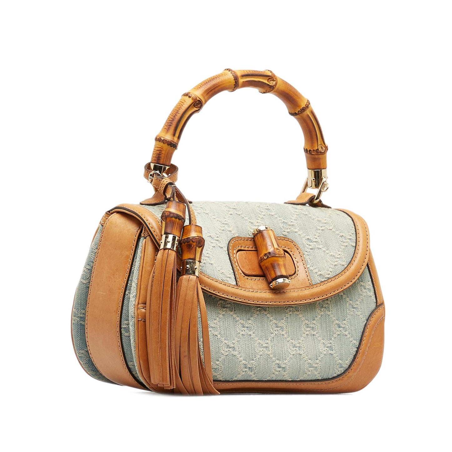 Gucci Medium GG Denim New Bamboo Satchel (SHG-qBkbXy)