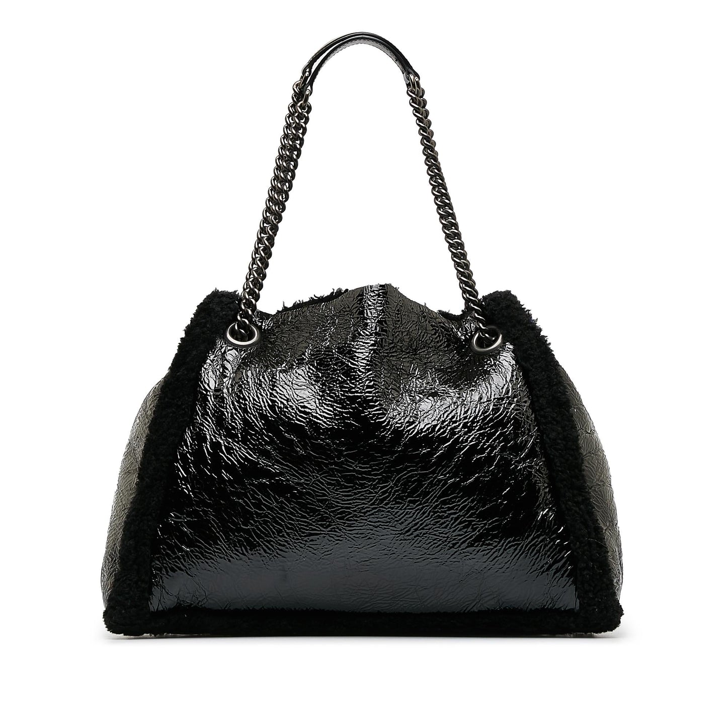 Gucci Medium Patent Shearling Soho Chain Tote (SHG-dATtOX)