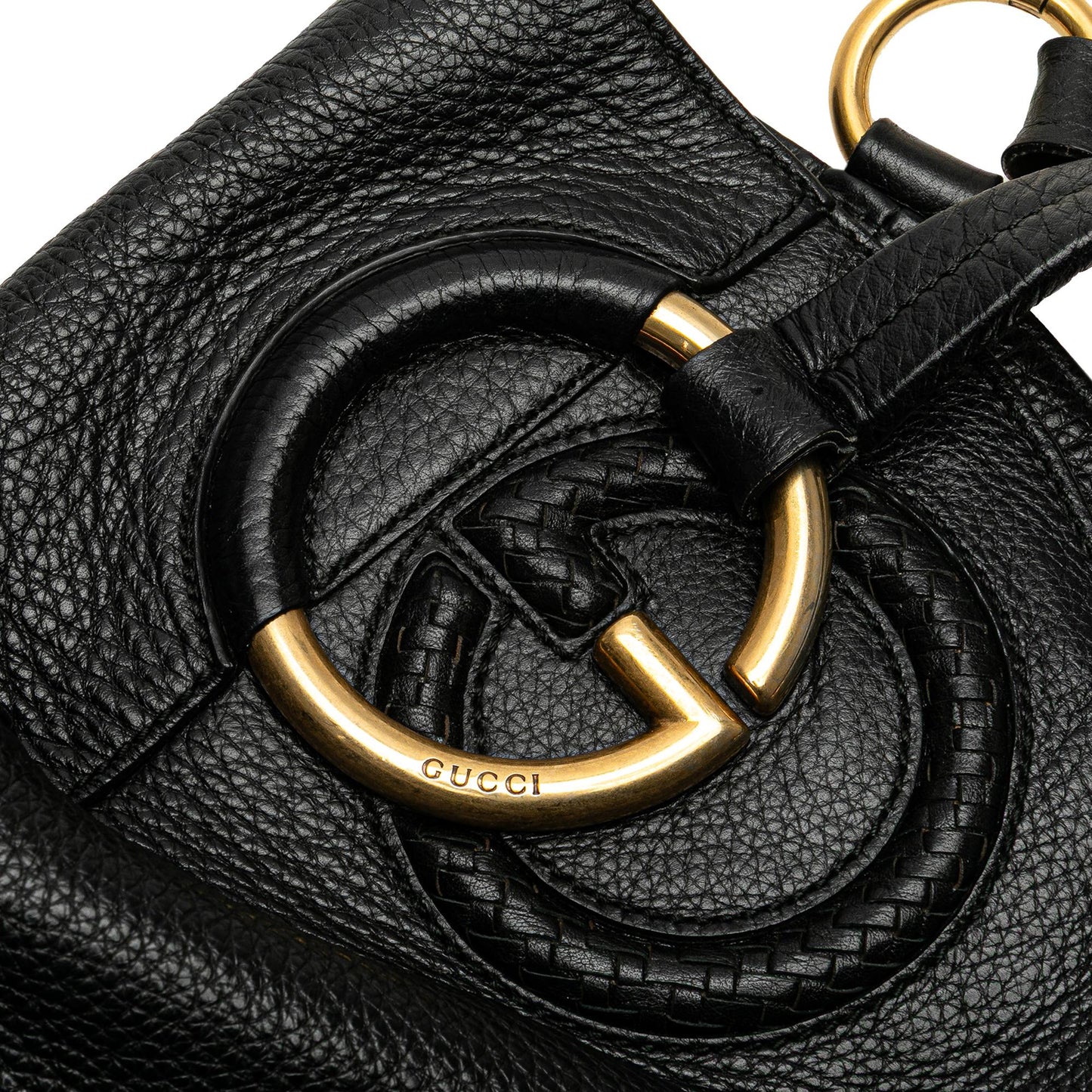 Gucci Medium Pebbled Calfskin Twill Tote