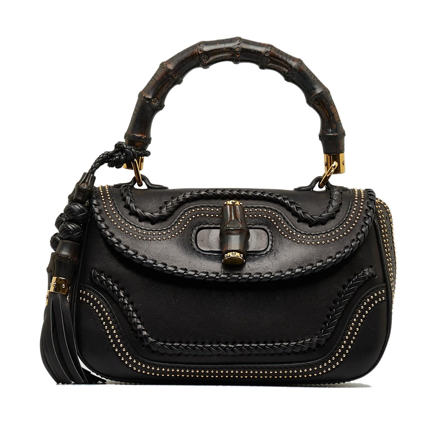 Gucci Medium Studded New Bamboo Tassel Satchel (SHG-LOkrtI)