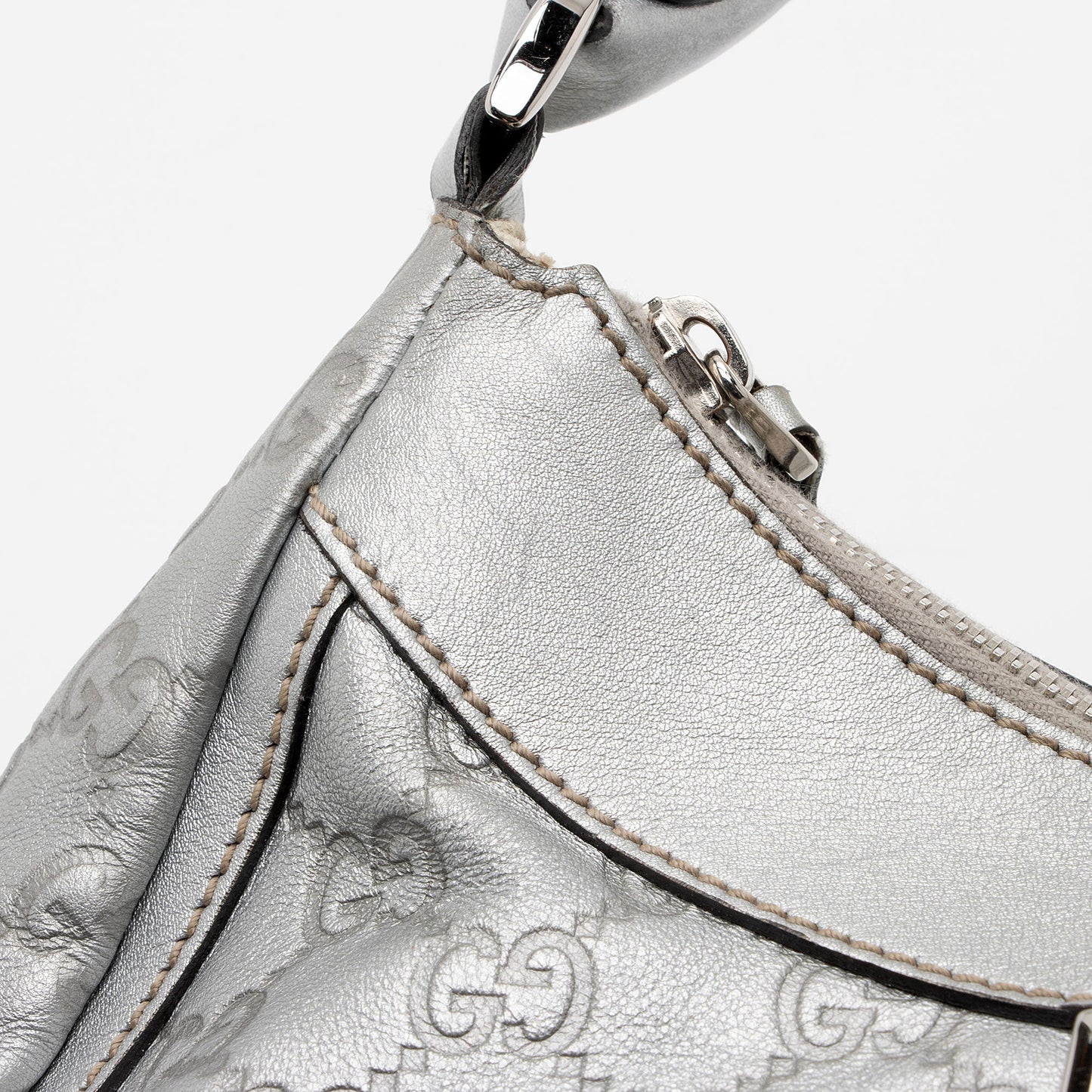 Gucci Metallic Guccissima Leather D Ring Small Hobo (SHF-KWHGdg)