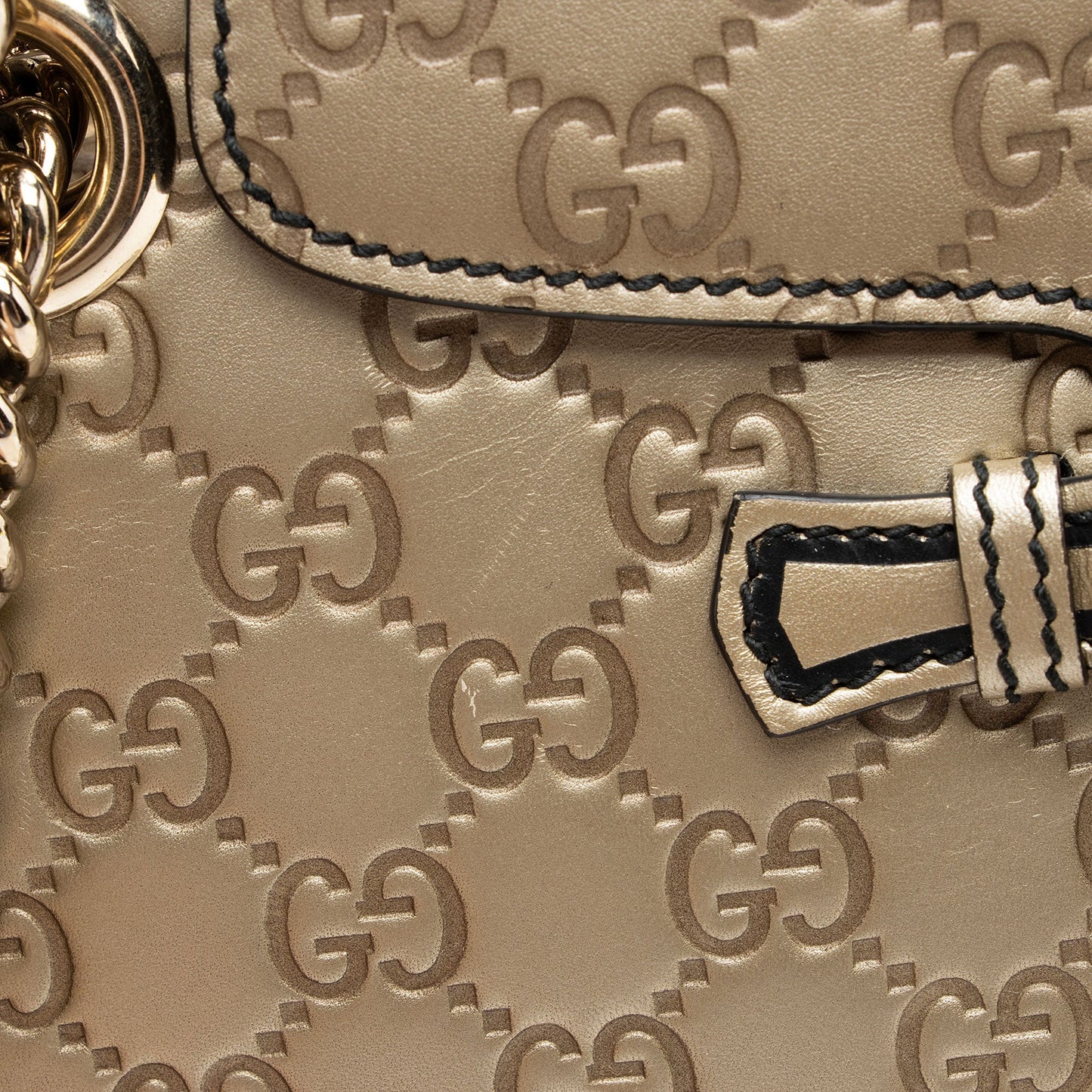 Gucci Metallic Guccissima Leather Emily Large Shoulder Bag (SHF-tKZxyz)