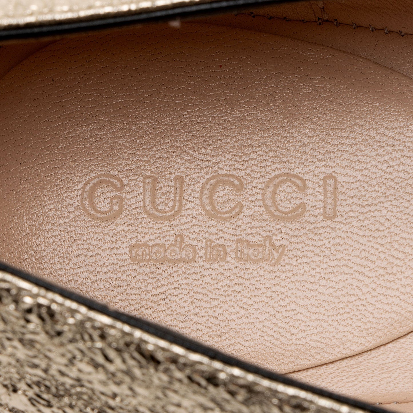 Gucci Metallic Laminate Calfskin GG Marmont Fringe Flats - Size 7 / 37 (SHF-kBjuo2)