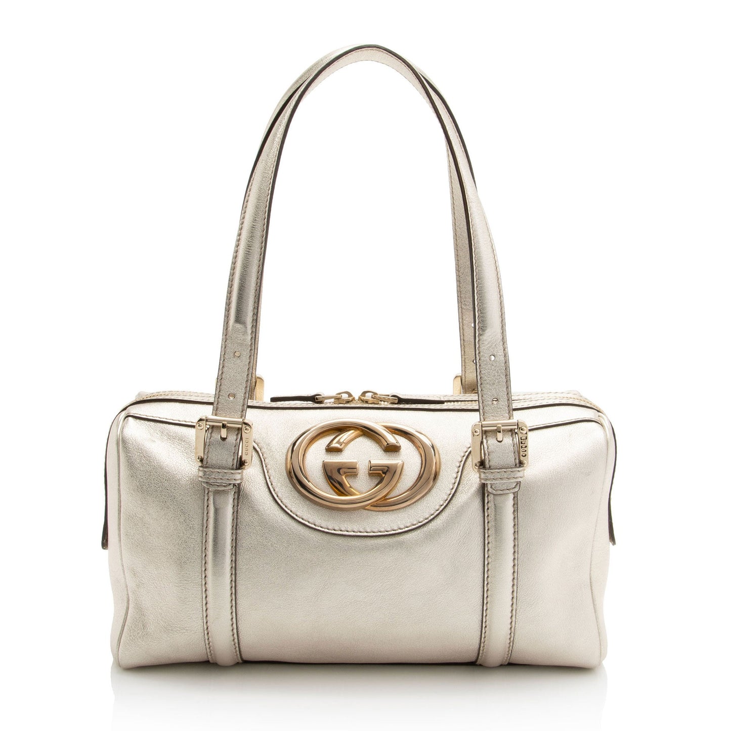 Gucci Metallic Leather Britt Small Boston Bag (SHF-YWrQAR)