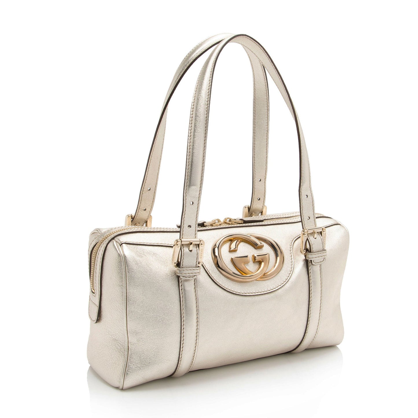 Gucci Metallic Leather Britt Small Boston Bag (SHF-YWrQAR)
