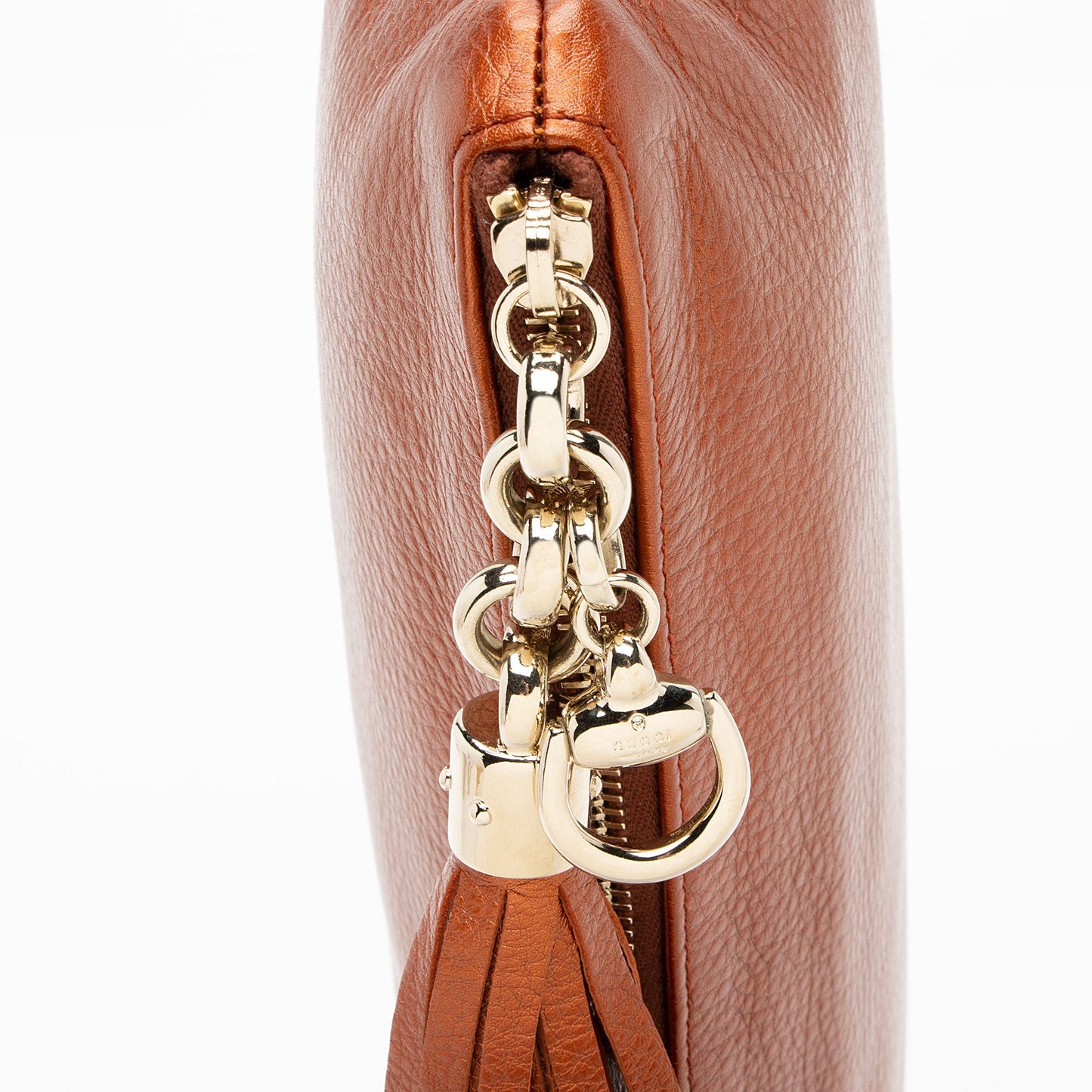 Gucci Metallic Leather Broadway Tassel Zip Clutch
