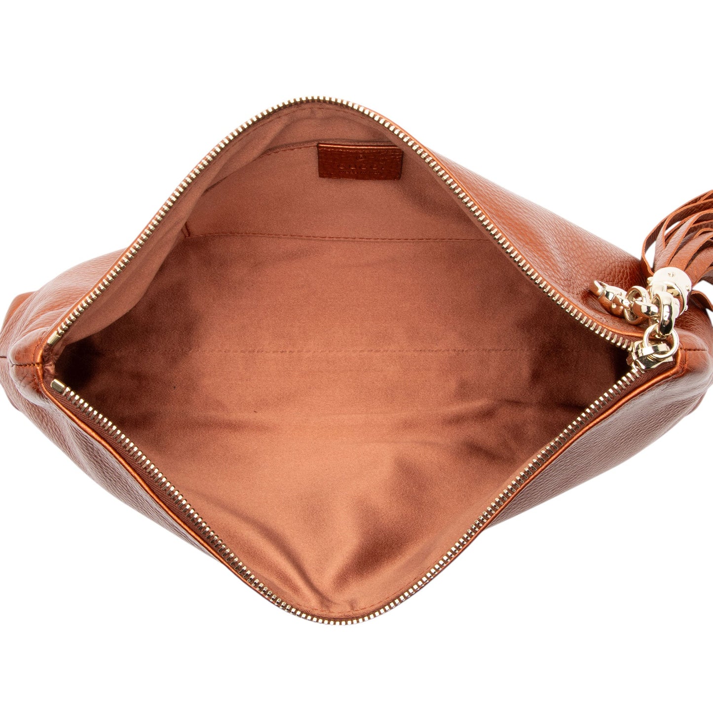 Gucci Metallic Leather Broadway Tassel Zip Clutch