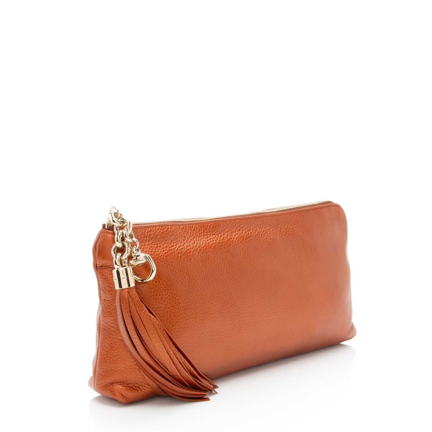 Gucci Metallic Leather Broadway Tassel Zip Clutch