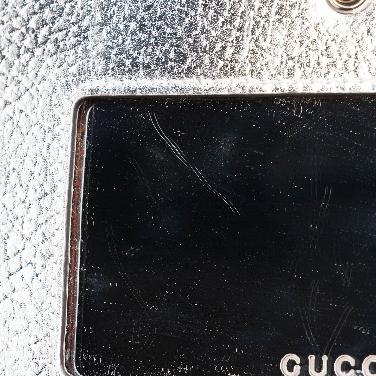 Gucci Metallic Leather GG Marmont Wallet on Chain (SHF-3rKwDE)