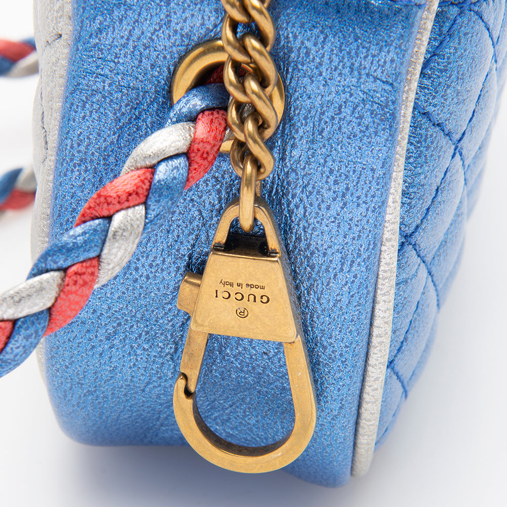 Gucci Metallic Leather Trapuntata Mini Bag (SHF-12038)