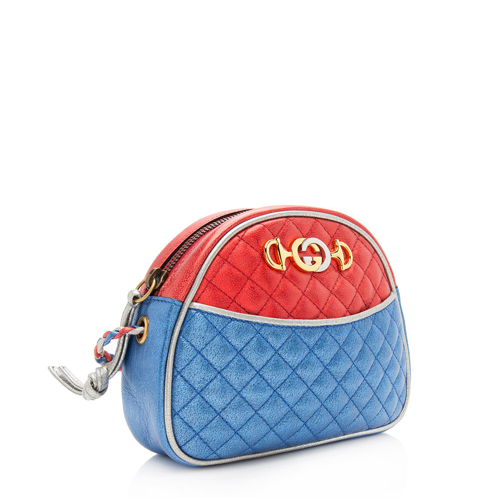 Gucci Metallic Leather Trapuntata Mini Bag (SHF-12038)