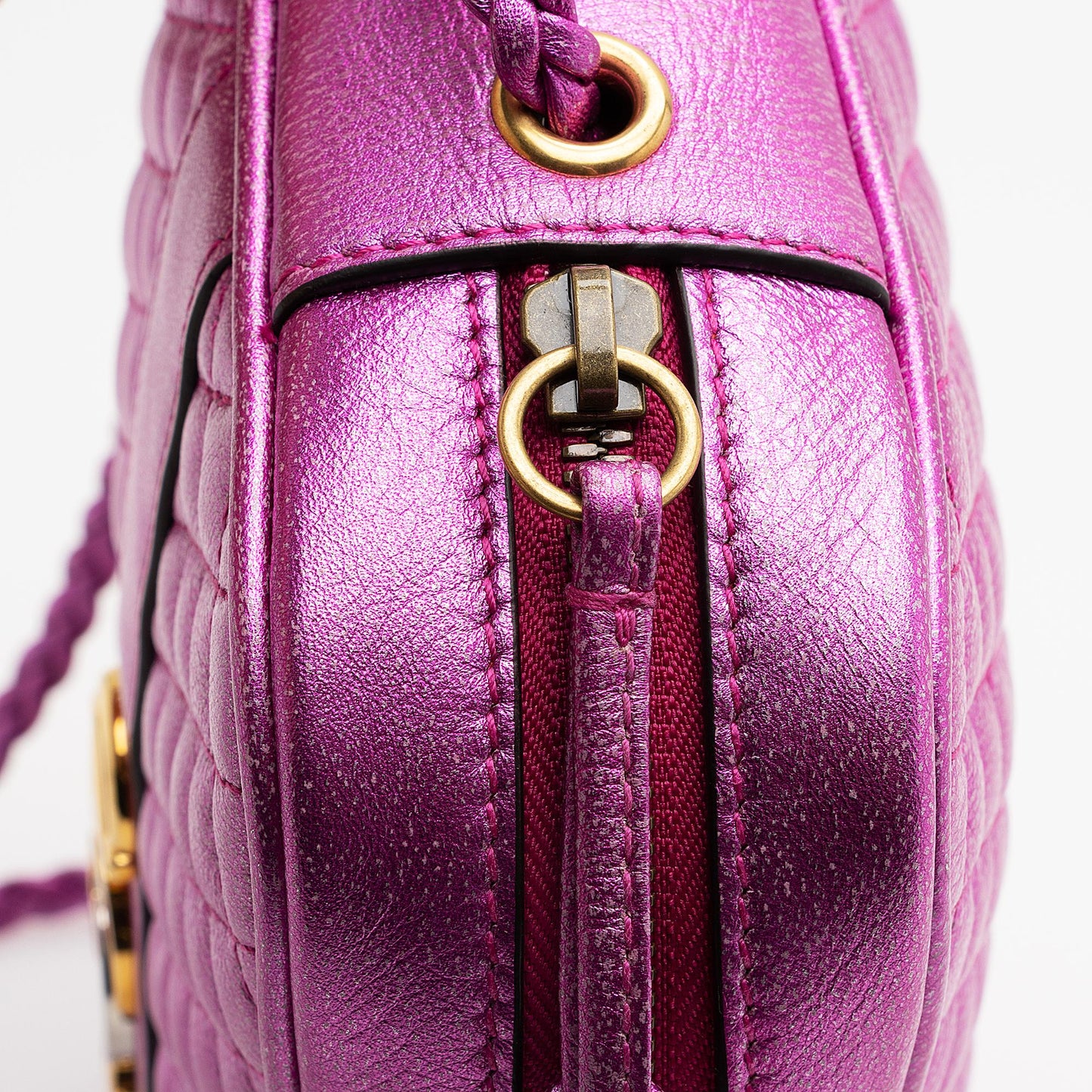 Gucci Metallic Quilted Leather Trapuntata Small Shoulder Bag