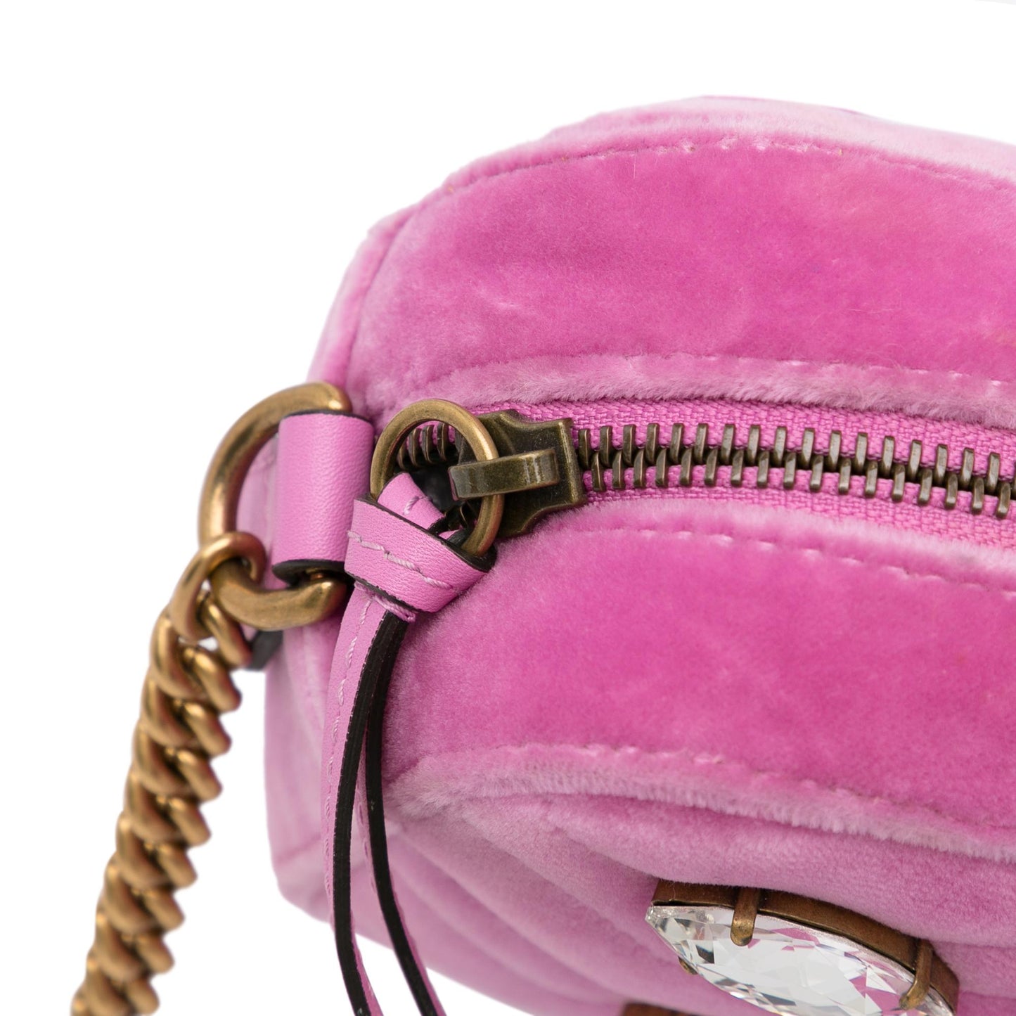 Gucci Mini GG Marmont Crystal Embellished Velvet Crossbody (SHG-A5av44)