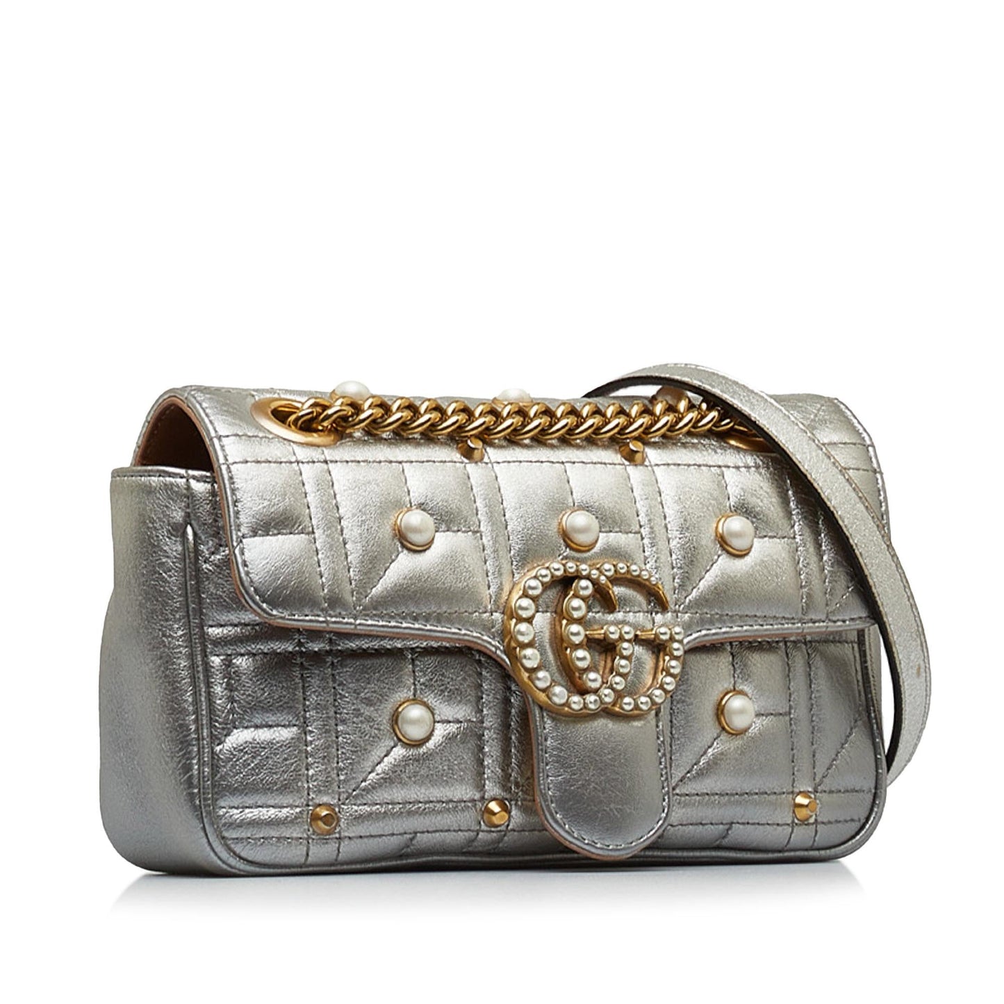 Gucci Mini GG Marmont Matelasse Pearl Crossbody Bag (SHG-NtkRNe)