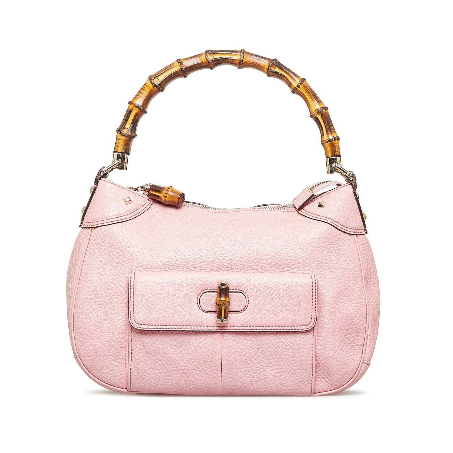 Gucci Nailhead Bamboo Handbag (SHG-InJ5MJ)