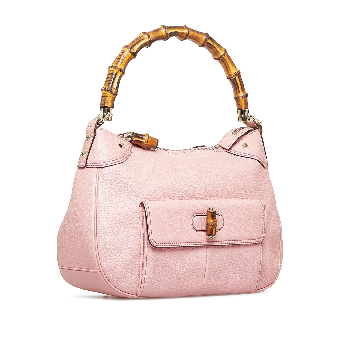 Gucci Nailhead Bamboo Handbag (SHG-InJ5MJ)