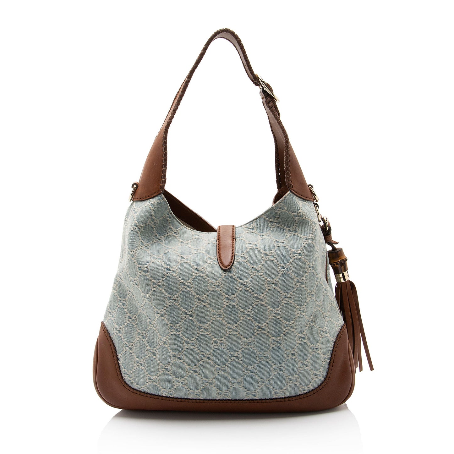 Gucci GG Denim New Jackie Medium Shoulder Bag (SHF-I4xdgI)