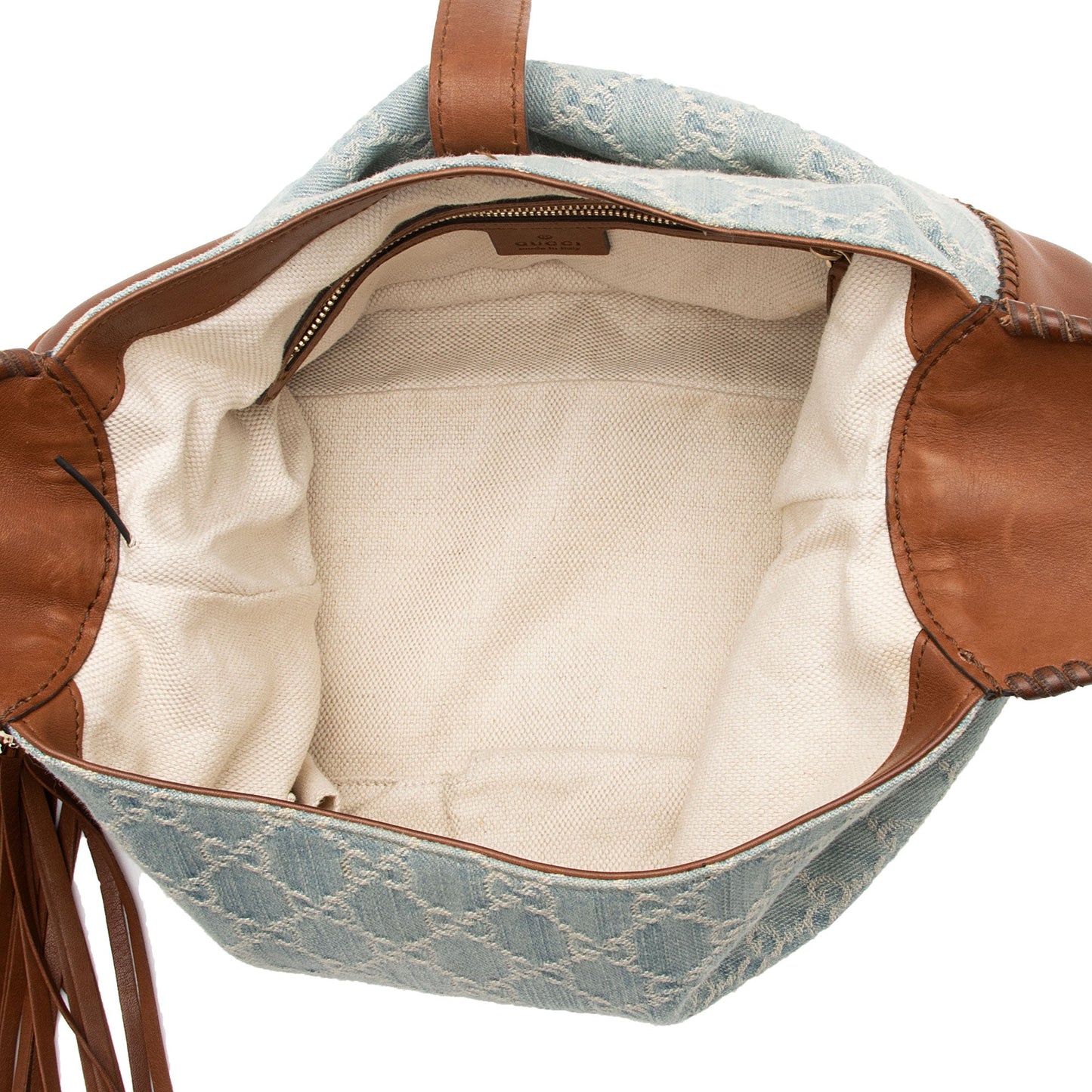 Gucci GG Denim New Jackie Medium Shoulder Bag (SHF-I4xdgI)