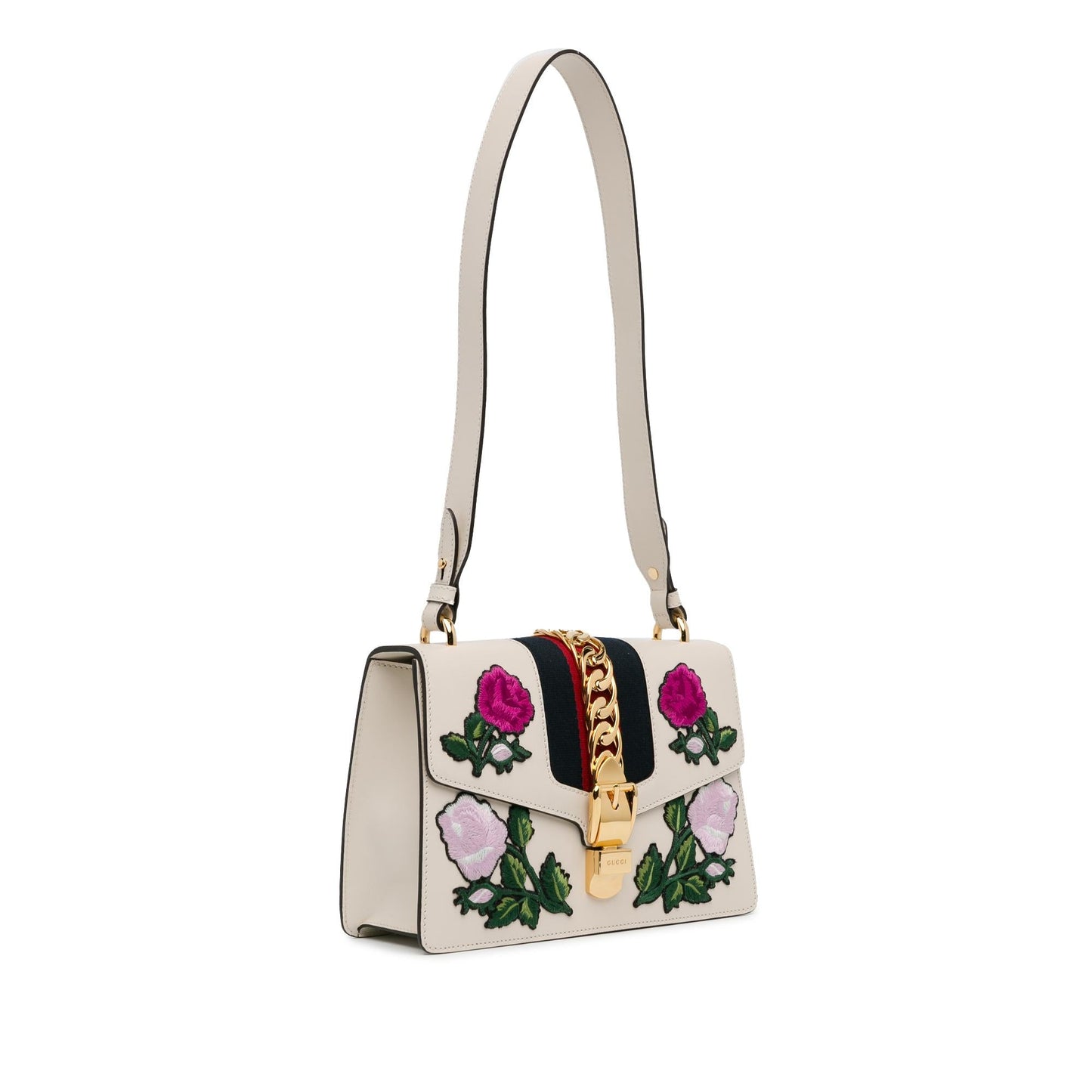 Gucci Small Floral Embroidered Sylvie Crossbody Bag (SHG-f7H54f)