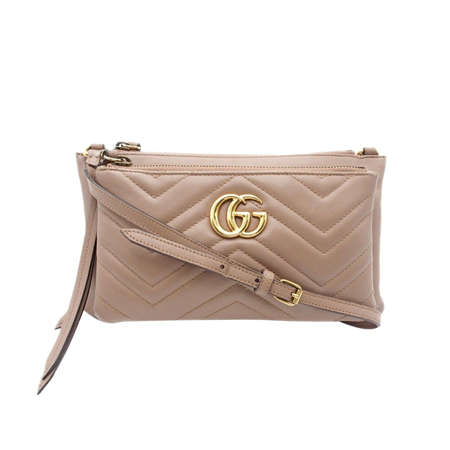 Gucci Small GG Marmont Matelasse Double Zip Pochette (SHG-TGr70z)