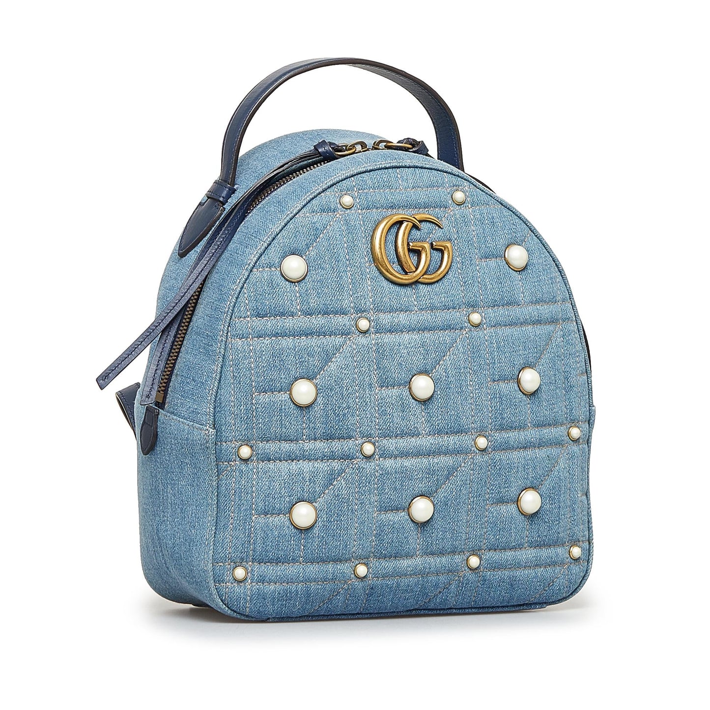 Gucci Small GG Marmont Pearl Denim Backpack (SHG-jyG2zX)