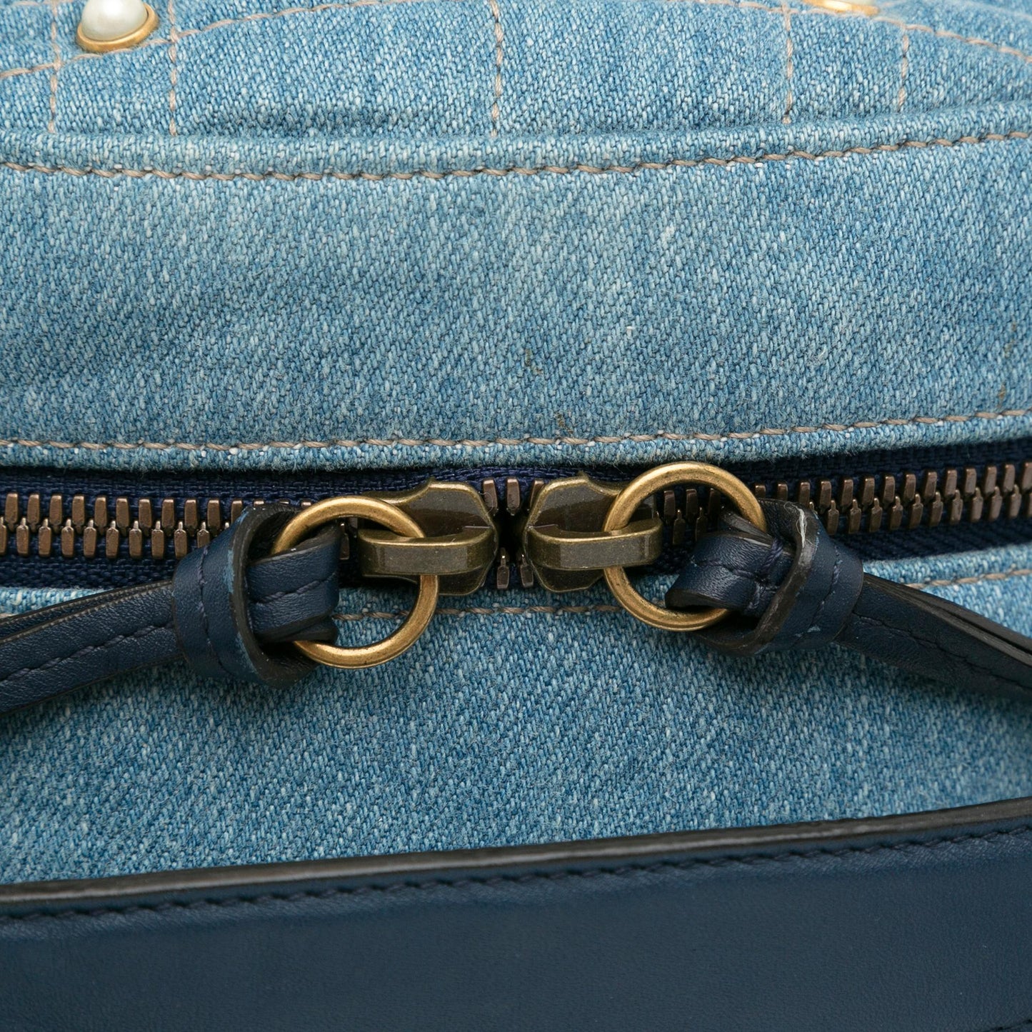 Gucci Small GG Marmont Pearl Denim Backpack (SHG-AWCod3)