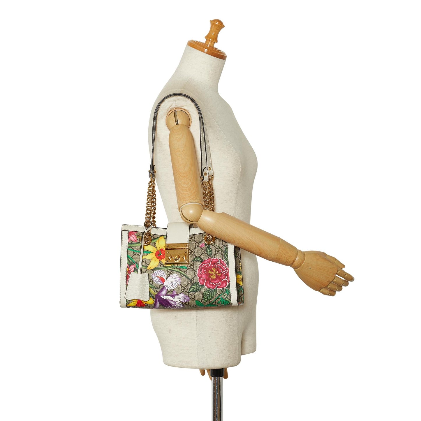 Gucci Small GG Supreme Flora Padlock Shoulder Bag (SHG-LnY51x)