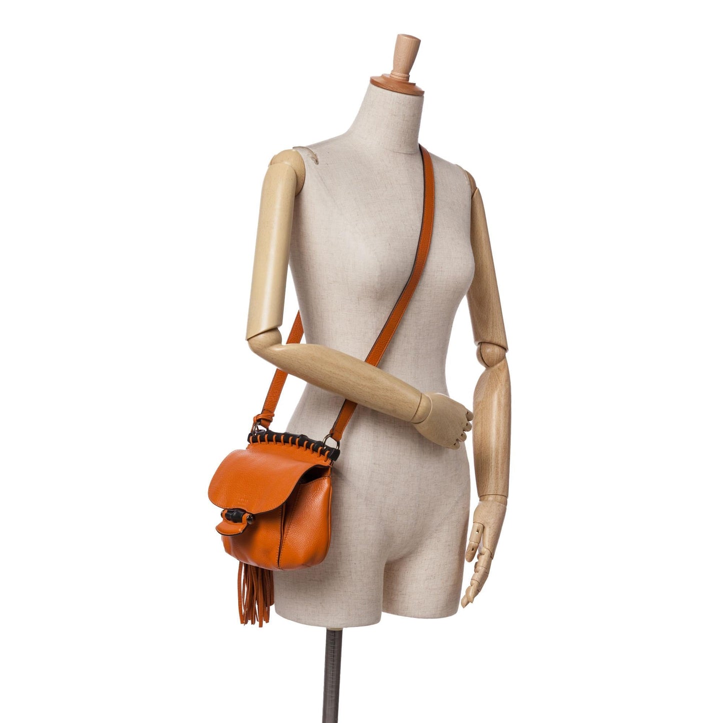 Gucci Small Leather Bamboo Nouveau Fringe Crossbody