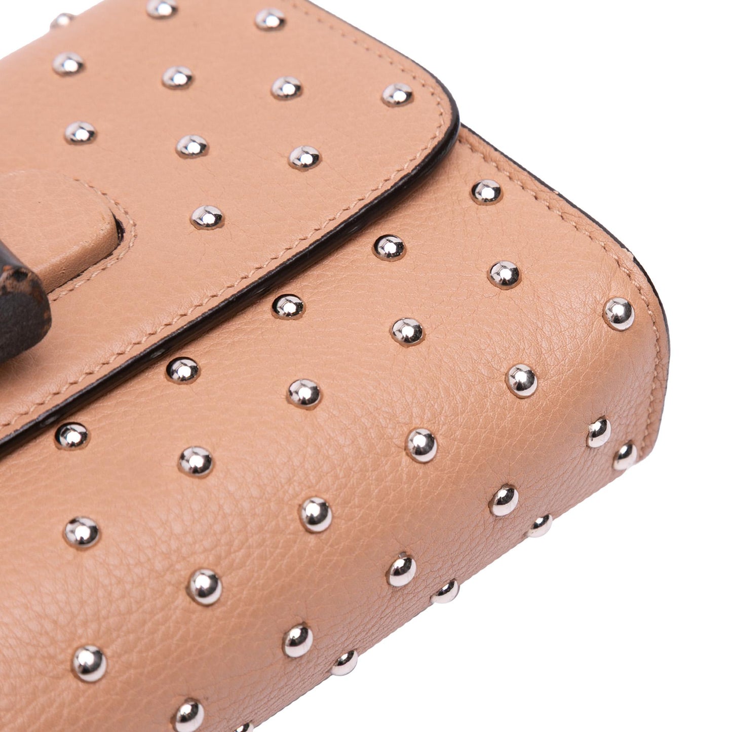 Gucci Small Leather Studded Miss Bamboo Crossbody