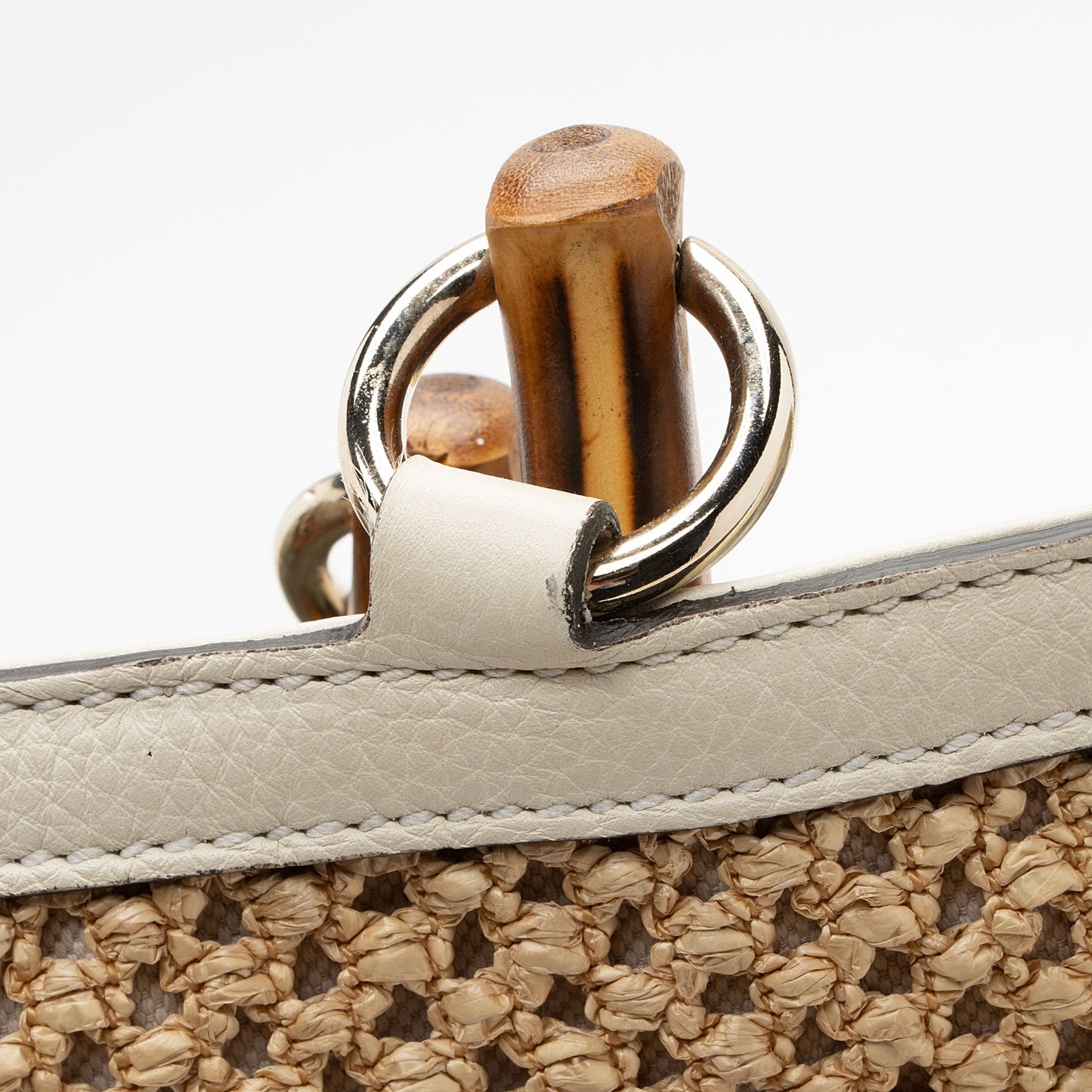 Gucci Straw Bamboo Top Handle Satchel (SHF-8UehuG)