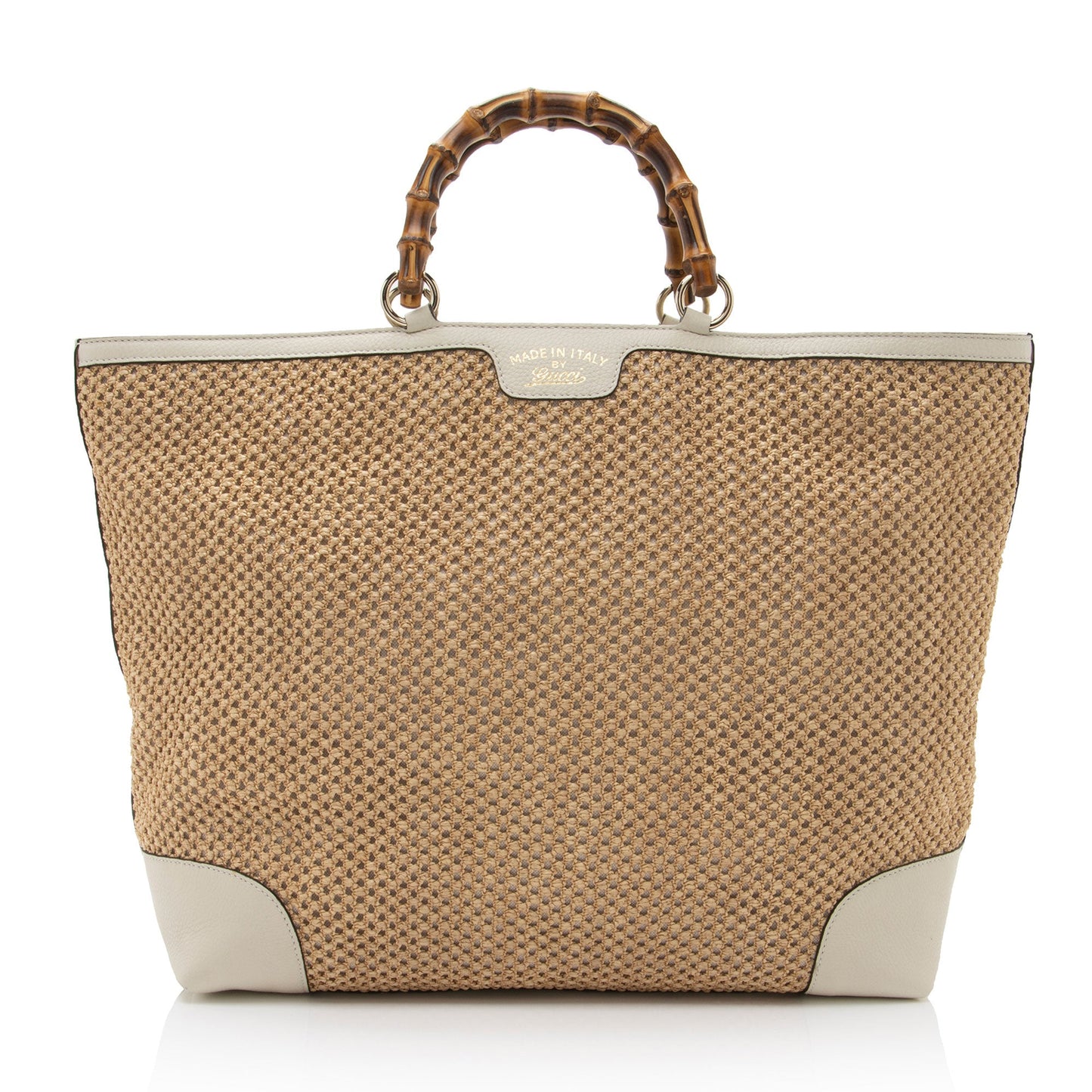 Gucci Straw Bamboo Top Handle Satchel (SHF-8UehuG)