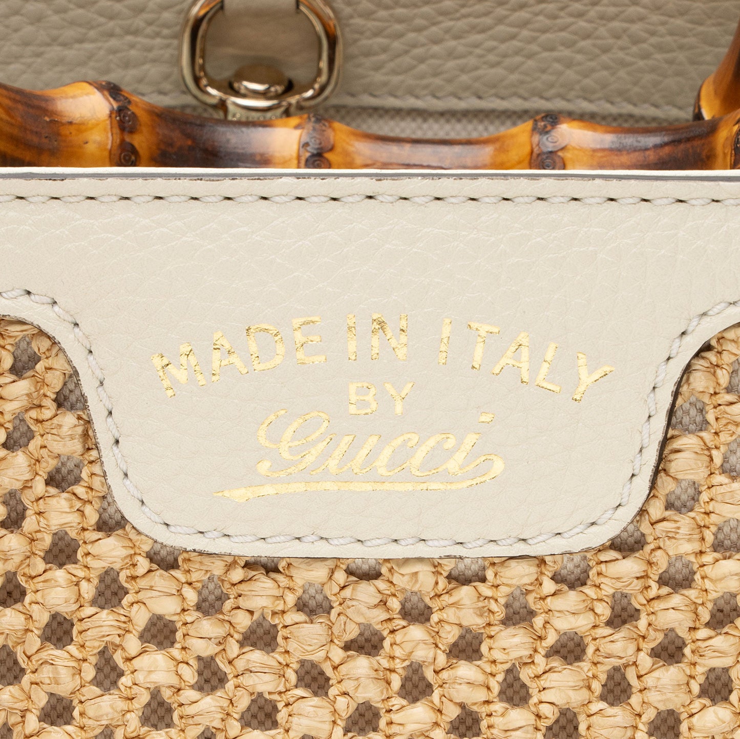 Gucci Straw Bamboo Top Handle Satchel (SHF-8UehuG)