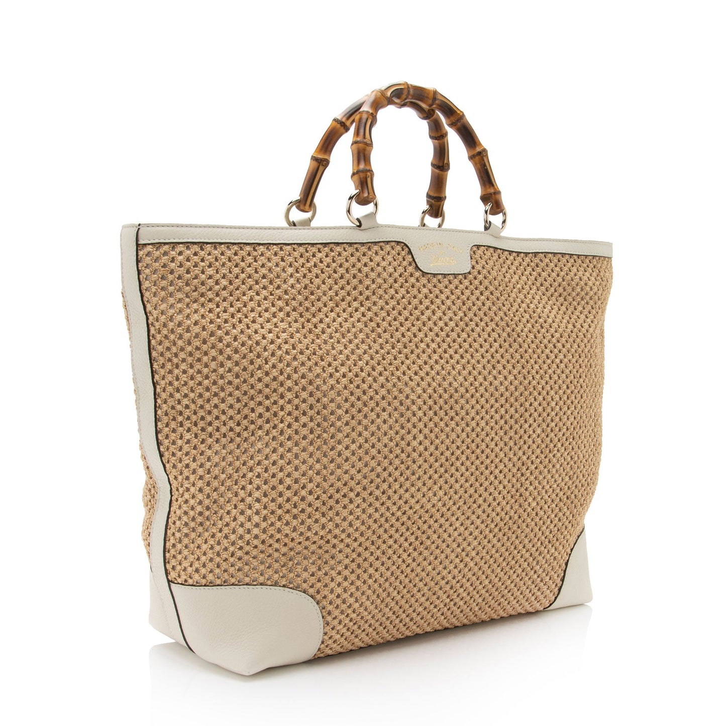 Gucci Straw Bamboo Top Handle Satchel (SHF-8UehuG)