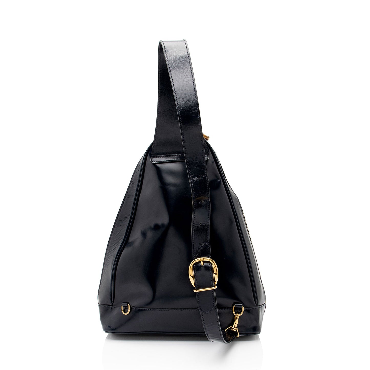 Gucci Vintage Patent Leather Bamboo Sling Backpack (SHF-dSK8BK)