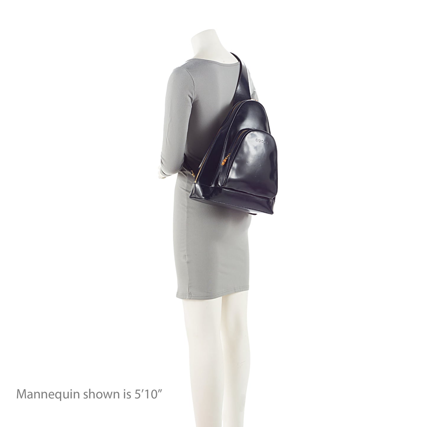 Gucci Vintage Patent Leather Bamboo Sling Backpack (SHF-dSK8BK)