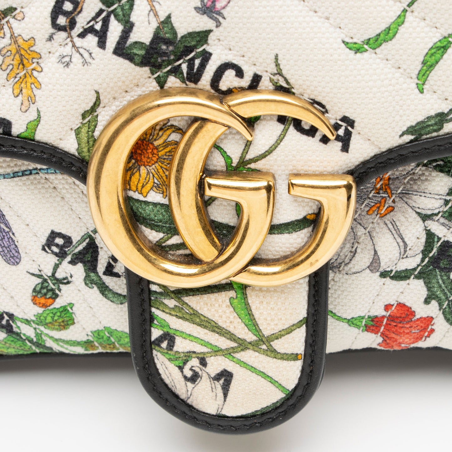 Gucci x Balenciaga Canvas Flora GG Marmont The Hacker Project Small Flap Shoulder Bag (SHF-nCZEe5)