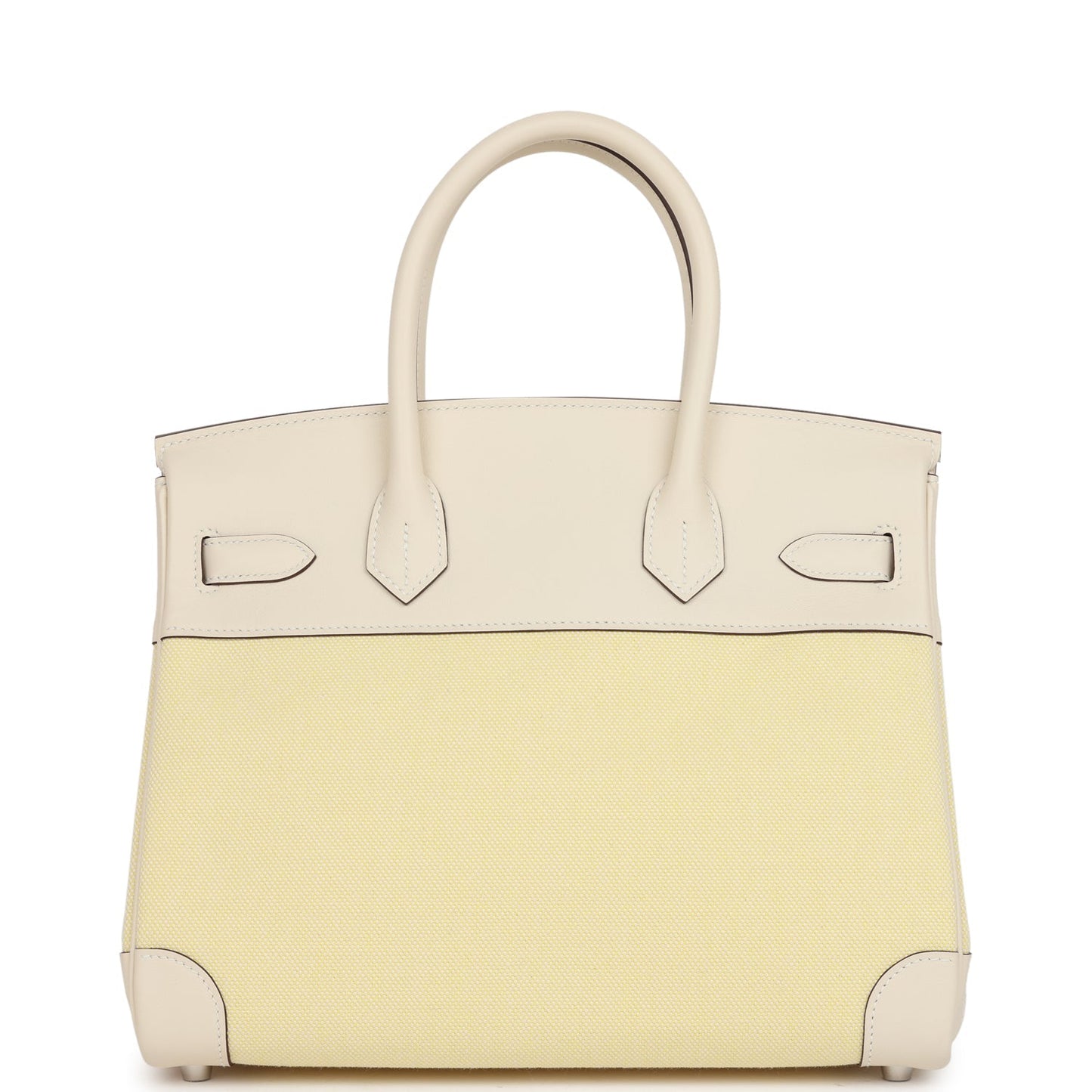 Hermes Birkin 30 Nata Swift and Jaune Poussin Toile Palladium Hardware