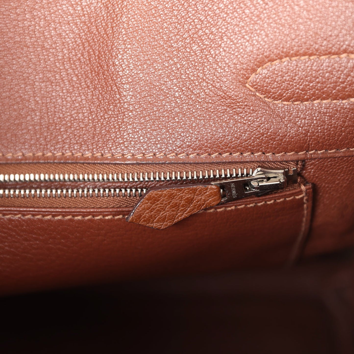 Hermes Birkin 30 Marron D'Inde Buffalo and Mosaique Canvas Palladium Hardware