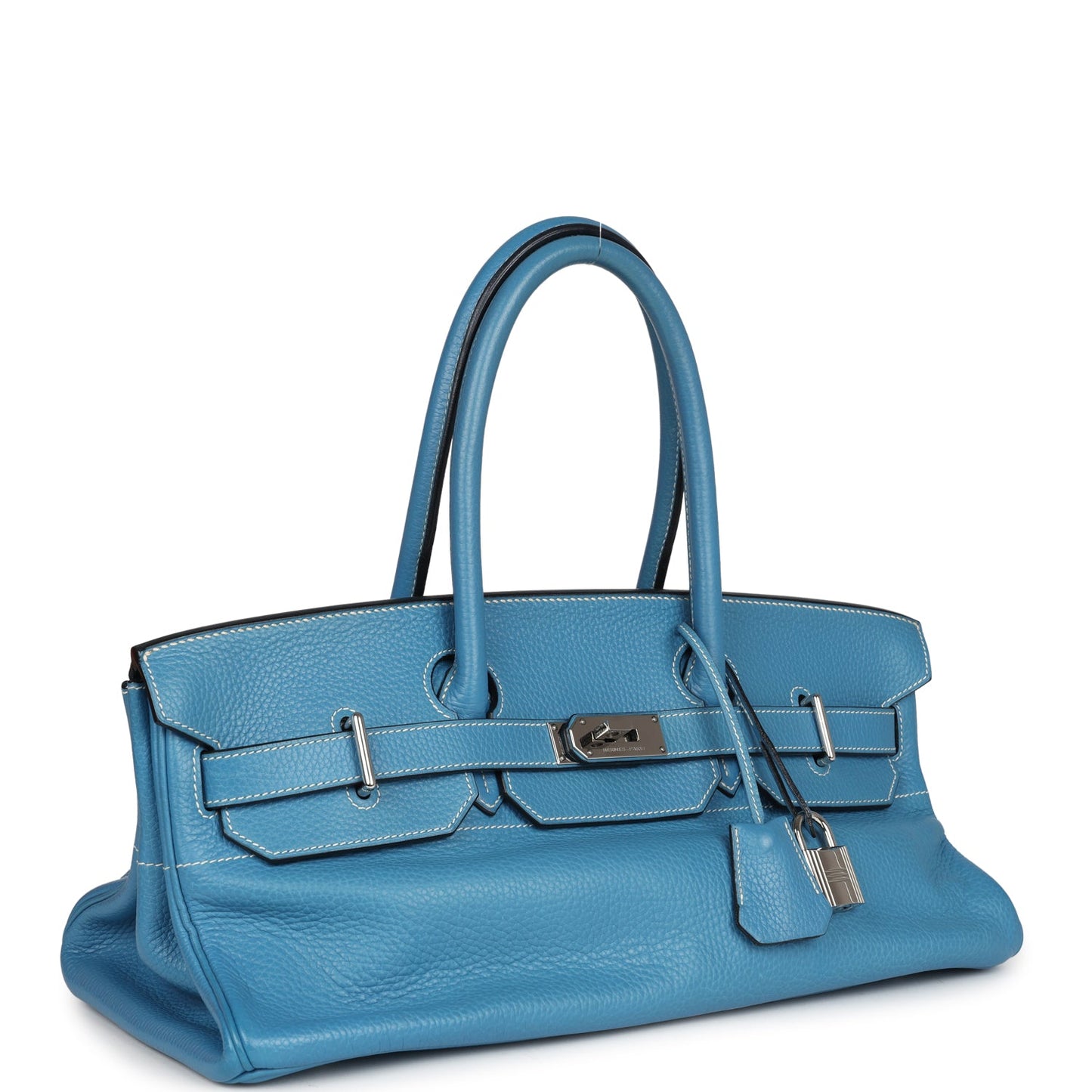 Hermes Shoulder Birkin 42 JPG Blue Jean Clemence Palladium Hardware