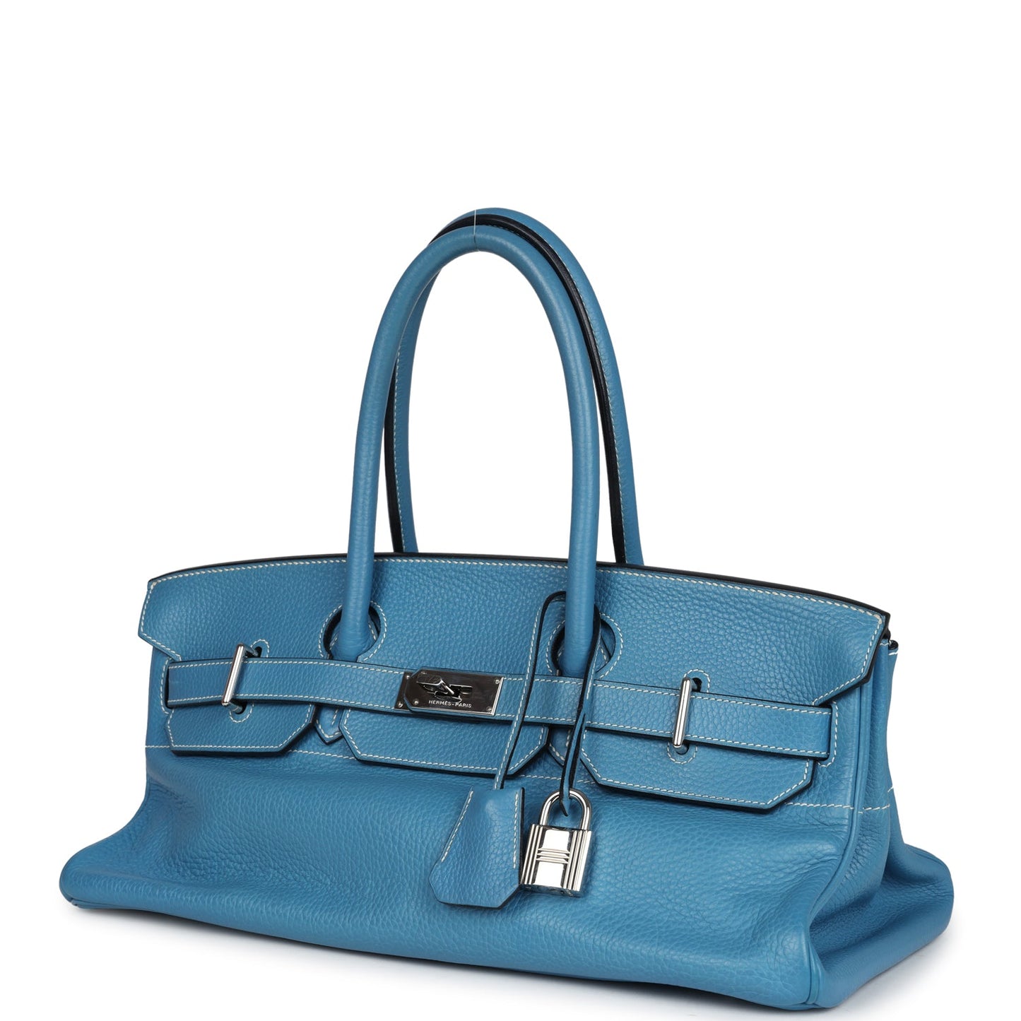 Hermes Shoulder Birkin 42 JPG Blue Jean Clemence Palladium Hardware