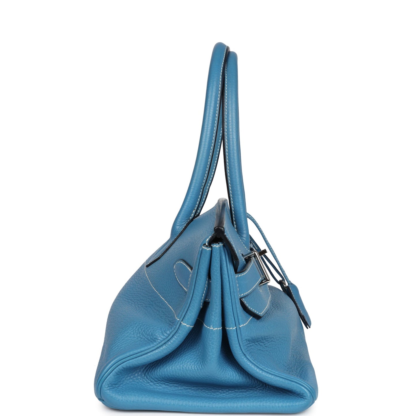 Hermes Shoulder Birkin 42 JPG Blue Jean Clemence Palladium Hardware
