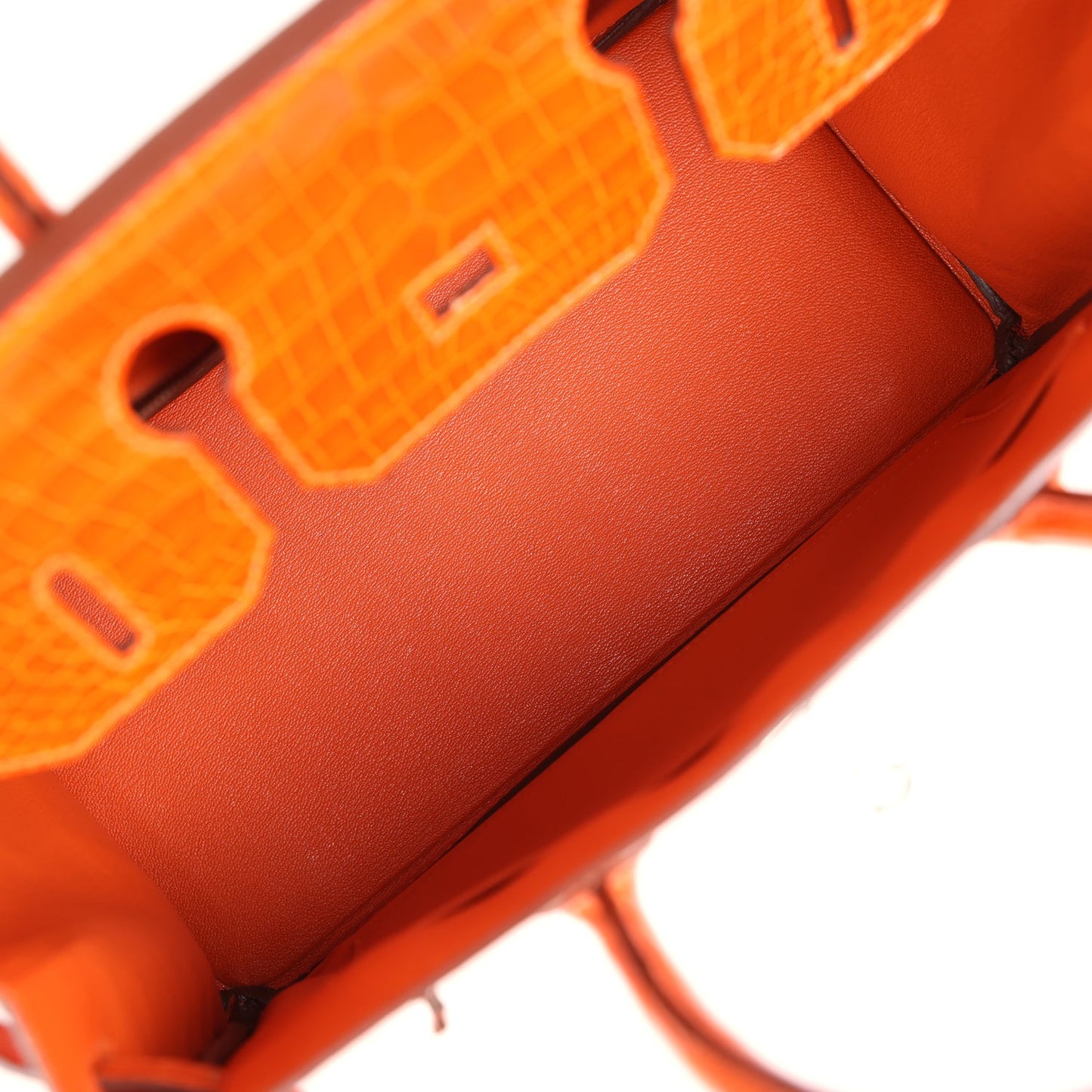 Hermes Birkin 30 Orange Shiny Porosus Crocodile Palladium Hardware