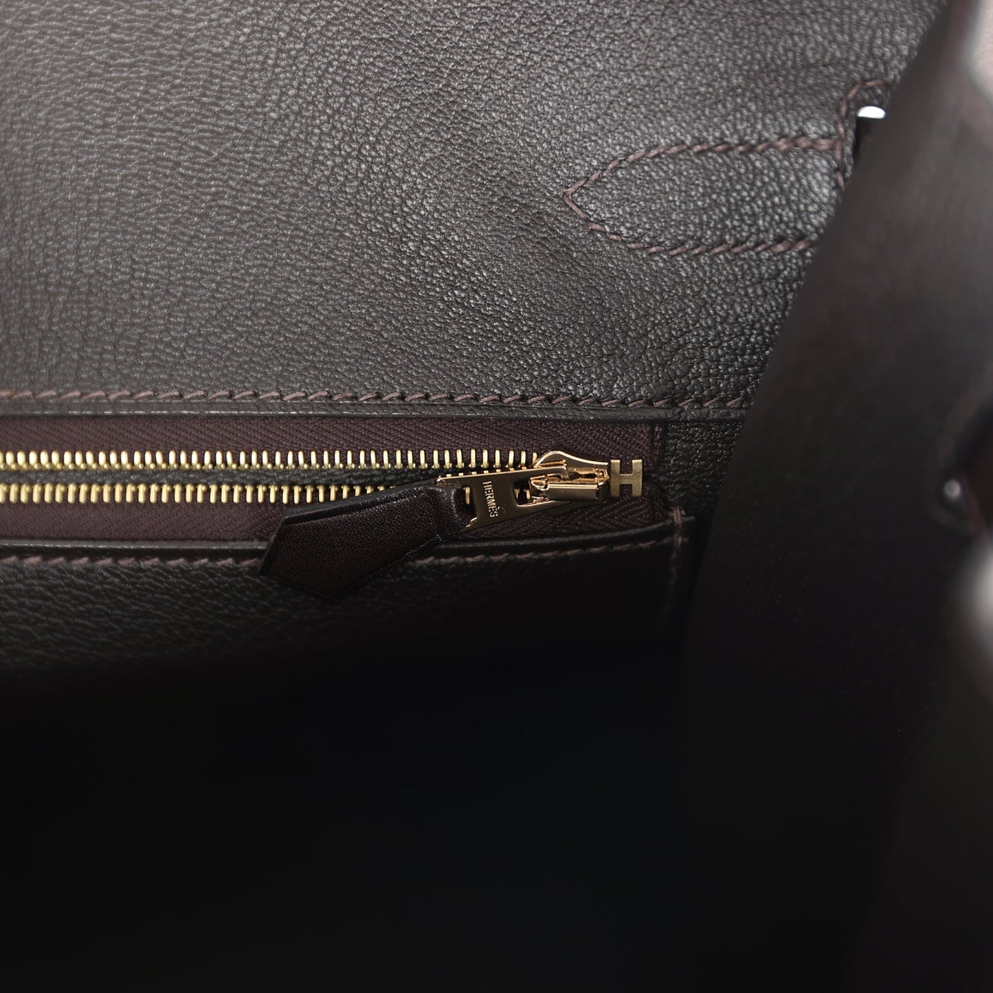 Hermes Anate Birkin 35 Chocolat Evergrain Gold Hardware